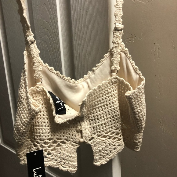 LULUS cream crochet crop top - Picture 2 of 3
